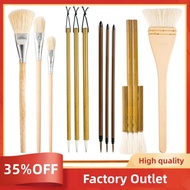 14Pcs Pottery Glaze Brushes, Wood Pottery Brushes Long Handle for Watercolor Pottery Oil Painting St