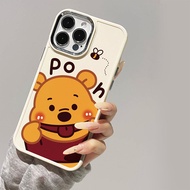 Casing for iPhone 14promax 11 11promax 12pro 12 13promax X XR XS MAX 8Plus 7plus Cartoon Winnie the Pooh Decal Honey Pot Bear Pattern Metal Photo Frame Shockproof Smudgeproof Case