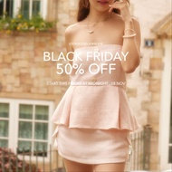 lookbooklookbook sydney skort coral tweed กระโปรงกางเกง สีชมพู