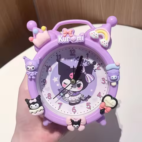Sanrio Hello kitty new children's alarm clock kuromi cartoon cute creative desktop clock student wak