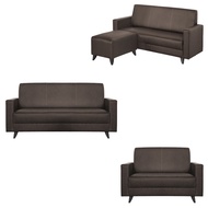 Living Mall Dorcas Fabric/ Leather 2 3 Seater Sofa Set + Ottoman In 8 Colours