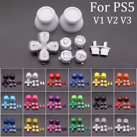 For PS5 V1 V2 V3 Controller Button Cross ABXY D Pad Driection Key Kit &Analogue Thumbsticks Caps Mus