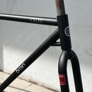 FRAME FIXIE CLASSIC CROMOLY BRAIN CELES HITAM BLACK DOFF KLASIK 700C
