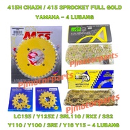 415 LC135/RXZ/125Z/Y125ZR/125ZR/SRL110/Y16 Y15-4 LUBANG 415H CHAIN RANTAI SPROCKET SPOCKET SPOKET FU
