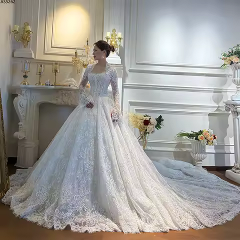 Customized NS5262 New Style A-line Beach Style Wedding Dress With Lace Jacket