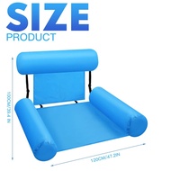 Foldable Inflatable Pool Floating Chair Lounge Row Backrest Portable Swimming Floats