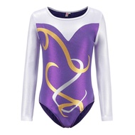 [Almencla21] Girls Gymnastics Leotards Bodysuit Ballet Leotard, Shiny Long Sleeve Athletic