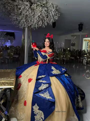 Gold Royal Blue Victorian Princess Quinceanera Dresses Sparkly Off Shoulder Corset Gillter vestidos 