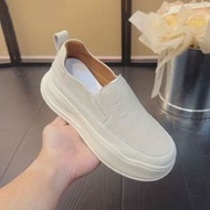 厚底樂福鞋女裝 春季休閒鞋 英倫風輕便單鞋 舒適懶人鞋- 白色 35