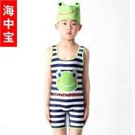 兒童泳衣泳褲 可愛卡通泳裝男童青蛙造型連體遊泳衣 帶泳帽1301