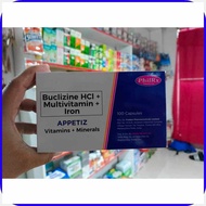 Appetiz)cK;Buclizine)JA{HCI,ig!+[Yw!Multivitamin[kq!+[RQ!Iron[YA!100[Ke!Capsule