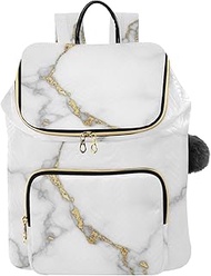 White Marble Gold Woman Lightweight Backpack Handbags, 15L Daypack Women Travel