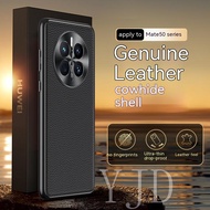 Case For Huawei Mate 50 Pro Mate 50 RS Genuine Leather Metal Lens Frame Durable Sturdy Shockproof Ph