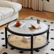 Solid Wood Small Apartment Long Rainbow Living Room Nordic Combination Round Coffee Table Japanese S