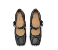 ของแท้ Belle ผู้หญิง รองเท้าส้นสูง 2024 ฤดูใบไม้ร่วง สไตล์ Mary Janes โบว์ Tie French Single Shoes ห