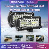 2PCS Lampu Tembak Offroad LED 36 Mata 3 Susun Super Terang 6000K Motor Mobil 120W Watt 12V 24V 7inch