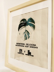 白斑龜背芋刺繡掛畫(可客制)