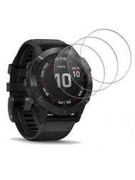 3入組2.5d弧邊9h硬度鋼化玻璃晶片保護貼,適用於garmin Fenix 6 7 47mm / Fenix 6x 7x 51mm / Fenix 6s 7s 42mm Pro Solar智慧手錶屏幕保護貼