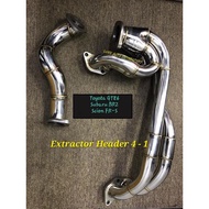 100% Toyota GT86, Subaru BRZ, Scion Extractor Downpipe Header / Front Pipe Bullet Stainless Steel (H