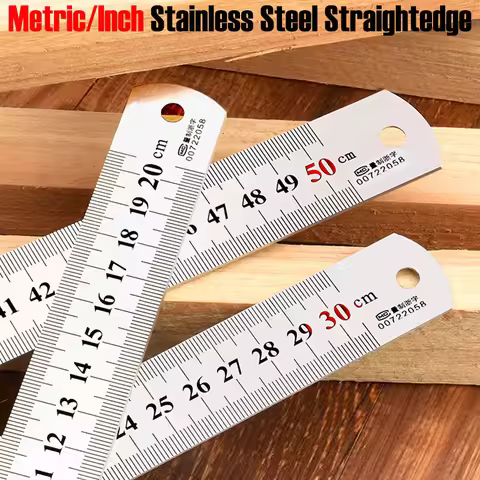 Metric/Inch Stainless Steel Straightedge 15/20/30/50CM Metal Ruler Drawing Cutting Furnishing Office