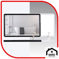Aluminium Bathroom Mirror / Cermin Alumininum Bilik Air Aluminium Mirror + Glass Shelf Set [Black & 
