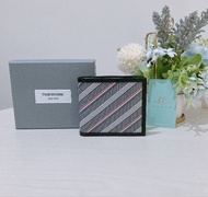 TK2173	Thom Browne Striped Bi-Fold Wallet Grey X Black X Red Canvas