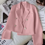Cropped blazer women's spring and autumn new temperament retro suit jacket leisure all-matching short suit top woman