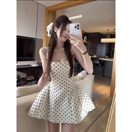 (Ord product) Cute white polka dot dress for girls