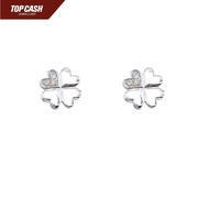 Top Cash Jewellery 9K White Gold Clover Diamond Earrings