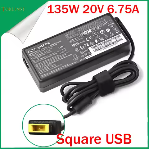 Laptop Adapter 135W 20V 6.75A USB C Notebook Charger for Lenovo T440p Y50-70 R720 Y700 T540p P51 P52
