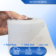 Wallpaper Dinding Plafon Linen Putih Roll / Wallpaper Foam Peredam Suara 50cm x 28m