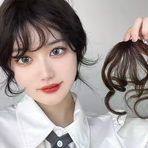 Fashion Fake Air Bangs Hair Extension Comic Style Fringe Natural Fuffy Clip Curly In Front Fringe Ha