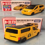Tomica 27 Nissan NV200 NY CityTaxi US-spec model (with 2017 sticker)