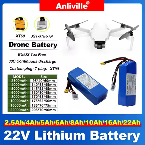 6S 30C High Rate 22V Li-ion lithium ion Battery 2.5Ah 4Ah 5Ah 8Ah 10Ah 16Ah 22Ah for Drone, RC Car, 