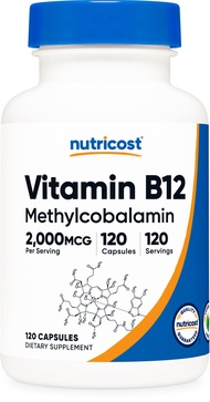 Nutricost Vitamin B12 (Methylcobalamin) 2000mcg, 120 Capsules - Vegetarian Caps, Non-GMO, Gluten Fre