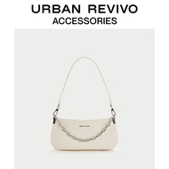 URBAN REVIVO ใหม่ผู้หญิงอุปกรณ์เสริมแฟชั่นกระเป๋าสะพายโซ่ AW09BG1X2000 Ivory white