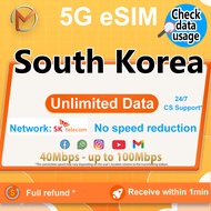 South Korea eSIM 1-20days Unlimited Plan&Daily Plan | 24 Instant Delivery | Korea Data eSIM | High S