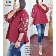 KEMEJA T1709 Blouse embroidered shirt lgn 7per8