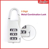 C.M. Resettable 3 Digit Metal Combination Lock Padlock for Suitcase Silver Black Red