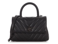 Chanel So Black Chevron Quilted Caviar Mini Coco Top Handle Black Hardware, 2021