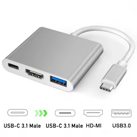 USB-C To HDMI-compatible 3 in 1 Cable Converter Adapter Cable USB 3.1 Type C To HD 4K USB 3.0