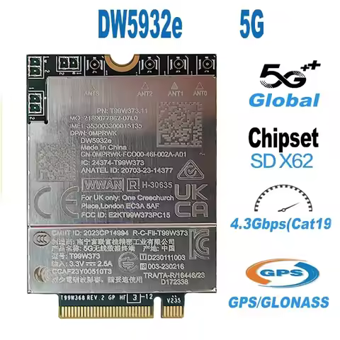 T99W373 DW5932e Snapdragon SDX62 Global 5G Modem For Latitude 7350 7450 7650 5350 5450 5550 9450 Pre