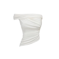 Asymmetric Multi-Way Drawstring Acetate Vest Womens One-Shoulder Top 1JINN STUDIO Celebrity Collabor