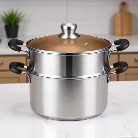 9.4 Inch 4.5 QT Induction Stainless Steel Steamer Pot (24cm)