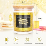 Happy Birthday Candle - Glitter Golden Candle Happy Birthday Gifts for Women Men - 7oz Lavender Scen