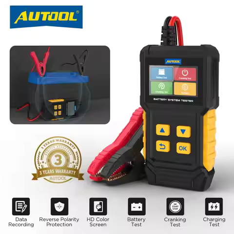 AUTOOL BT360 Car Battery Load Tester HD Color Screen Multi-Language 12V Battery Diagnostic Test Vehi