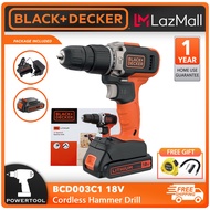 BLACK &amp; DECKER ​​Hammer Drill 18V 1.5AH Battery 2 Speed Cordless Hammer Dill Driver ( BCD003  BCD003C1 )