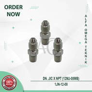 DOUBLE NEPEL HYDRAULIC ADAPTOR 3/4JIC x 1/2NPT NIPPLE 1JN 12MJ x 08MB