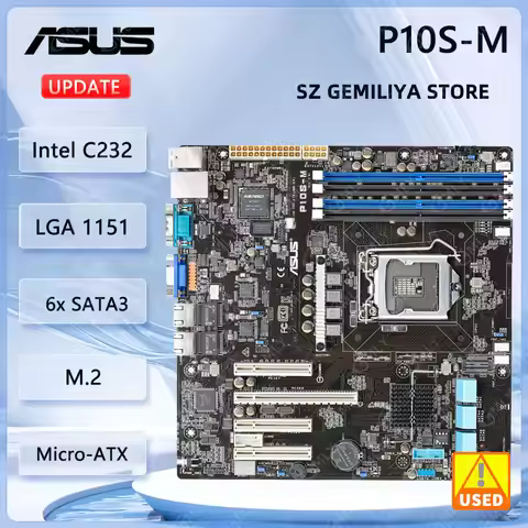 Asus P10S-M Motherboard Intel C232 LGA 1151 DDR4 Micro-ATX support Xeon E3-1225 v5 E3-1245 v5 i3-710
