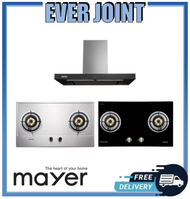 Mayer MMSS772HI / MMGH772HI [78cm] 2 Burner Stainless Steel / Glass Black Gas Hob + Mayer MMBCH900I [90cm] Chimney Cooker Hood Bundle Deal